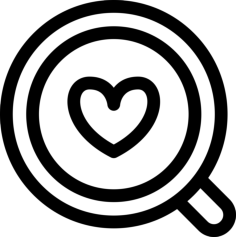 Coffee Heart Line Art Illustration Svg, Free Vectors File